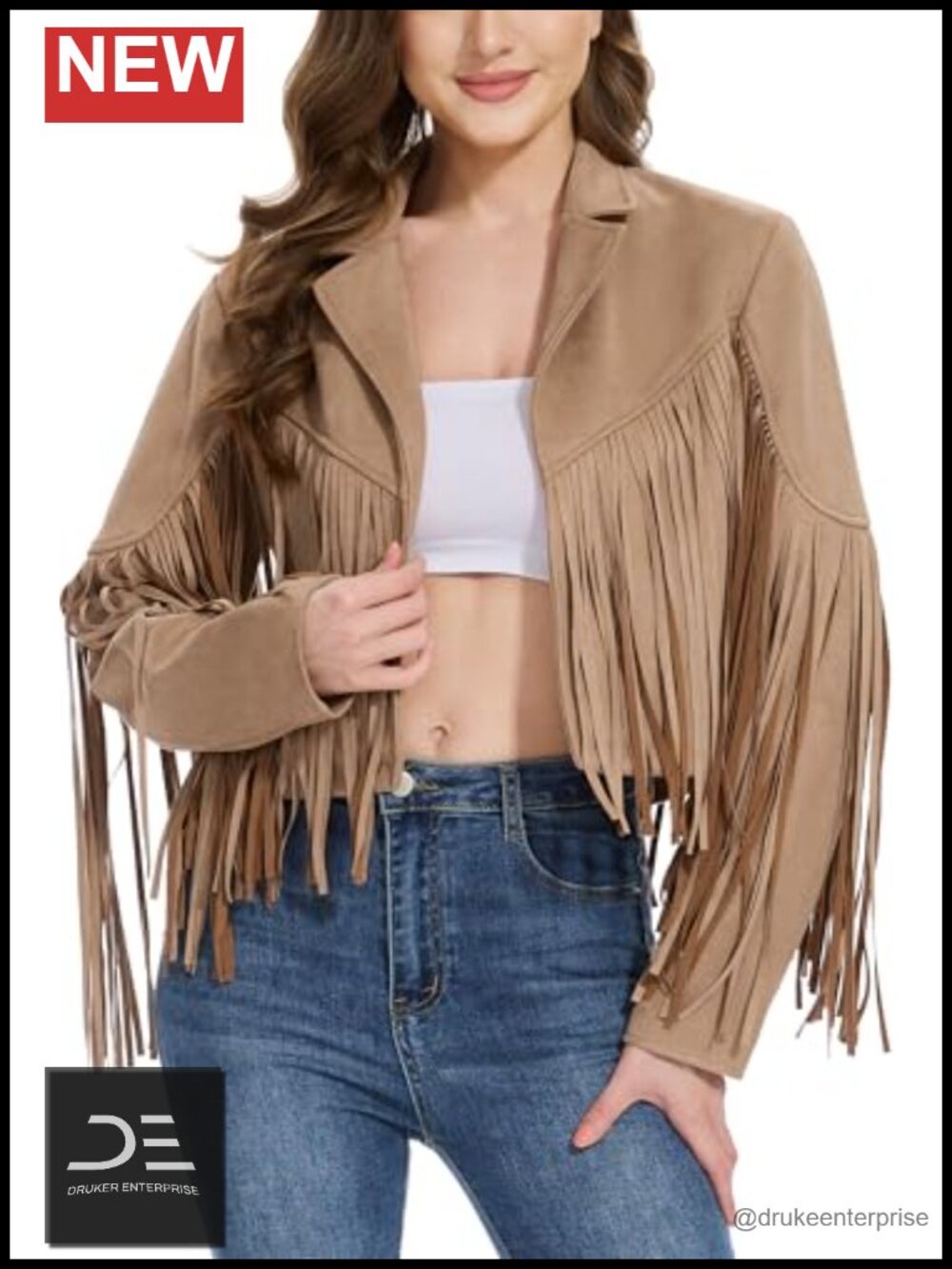 Fringe Faux Suede Moto Jacket Western Cowgirl Style Trench Coat